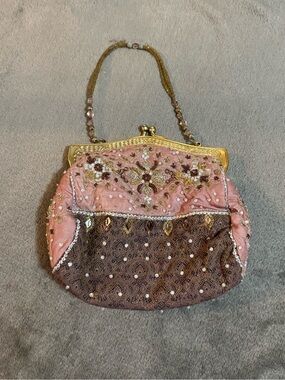 Vintage Christiana Embroidered Jeweled and Beaded Evening Clutch